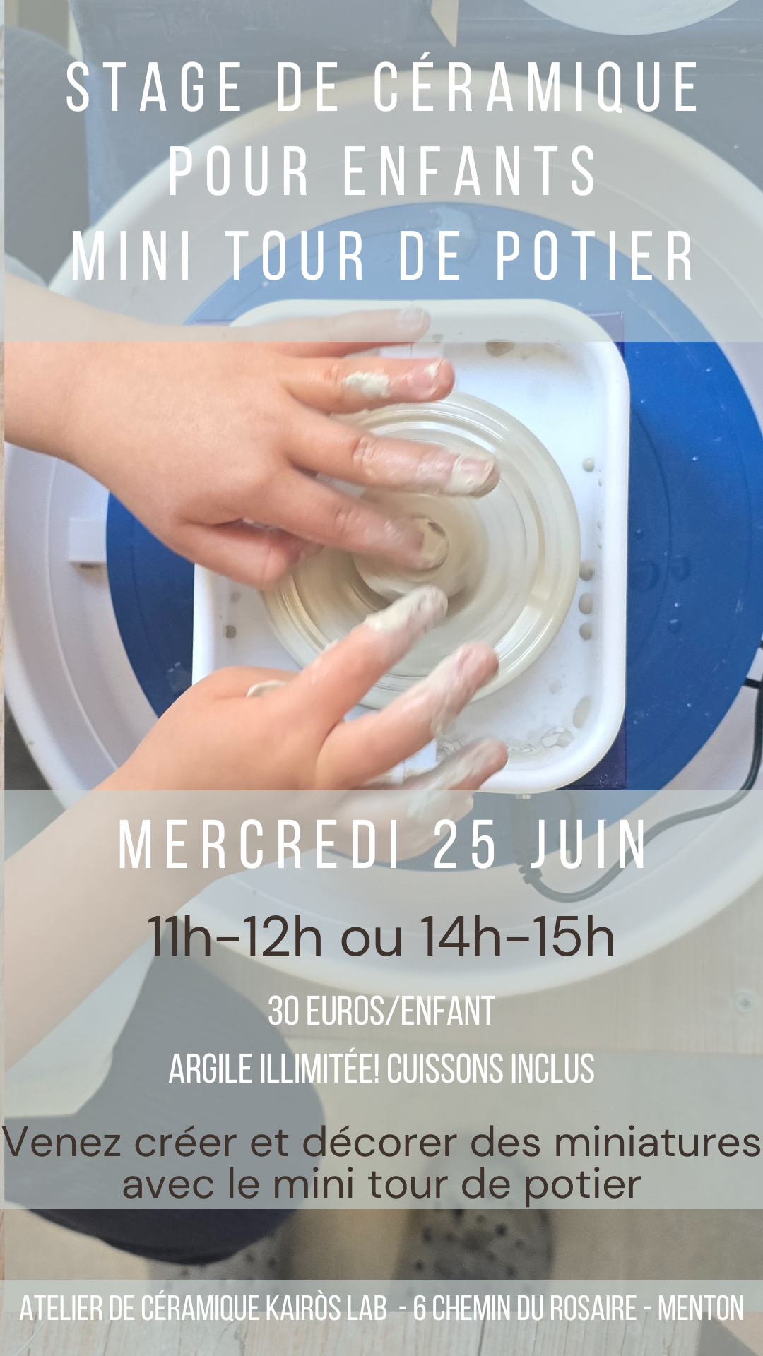 Atelier di ceramica per bambini speciale Mini Tornio