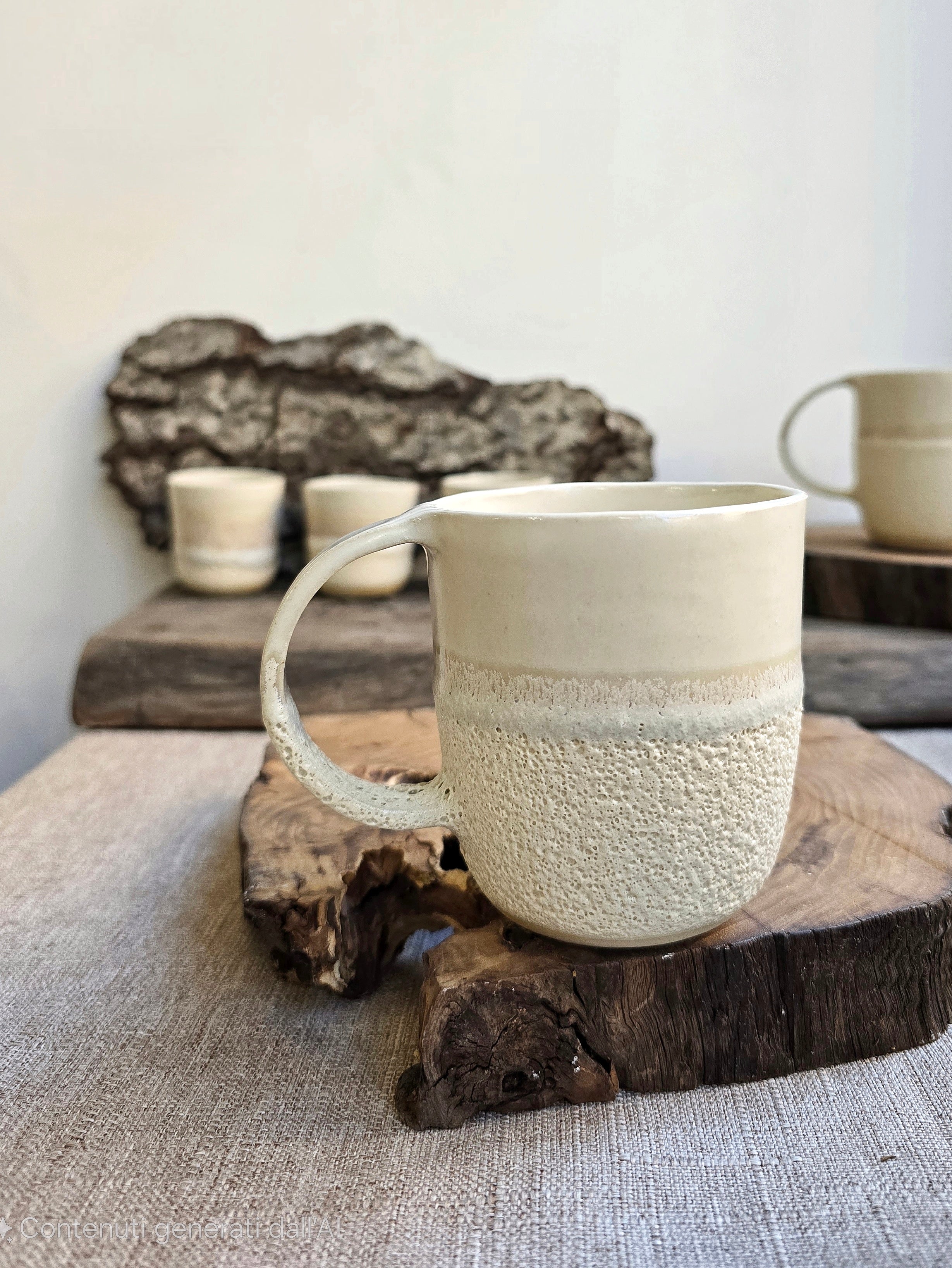 Tazza da tè in gres con manico collezione Boreale