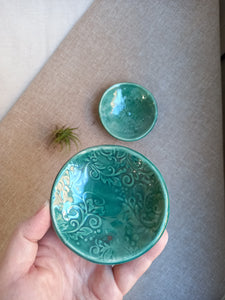 Piattini in ceramica texture botanica e riccio di mare